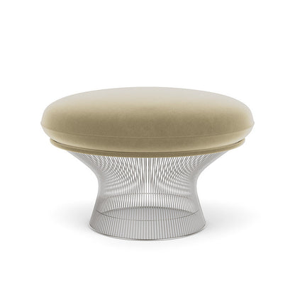 Platner Ottoman (Frame - Polished Nickel / Upholstery Material - Knoll Velvet) by Knoll