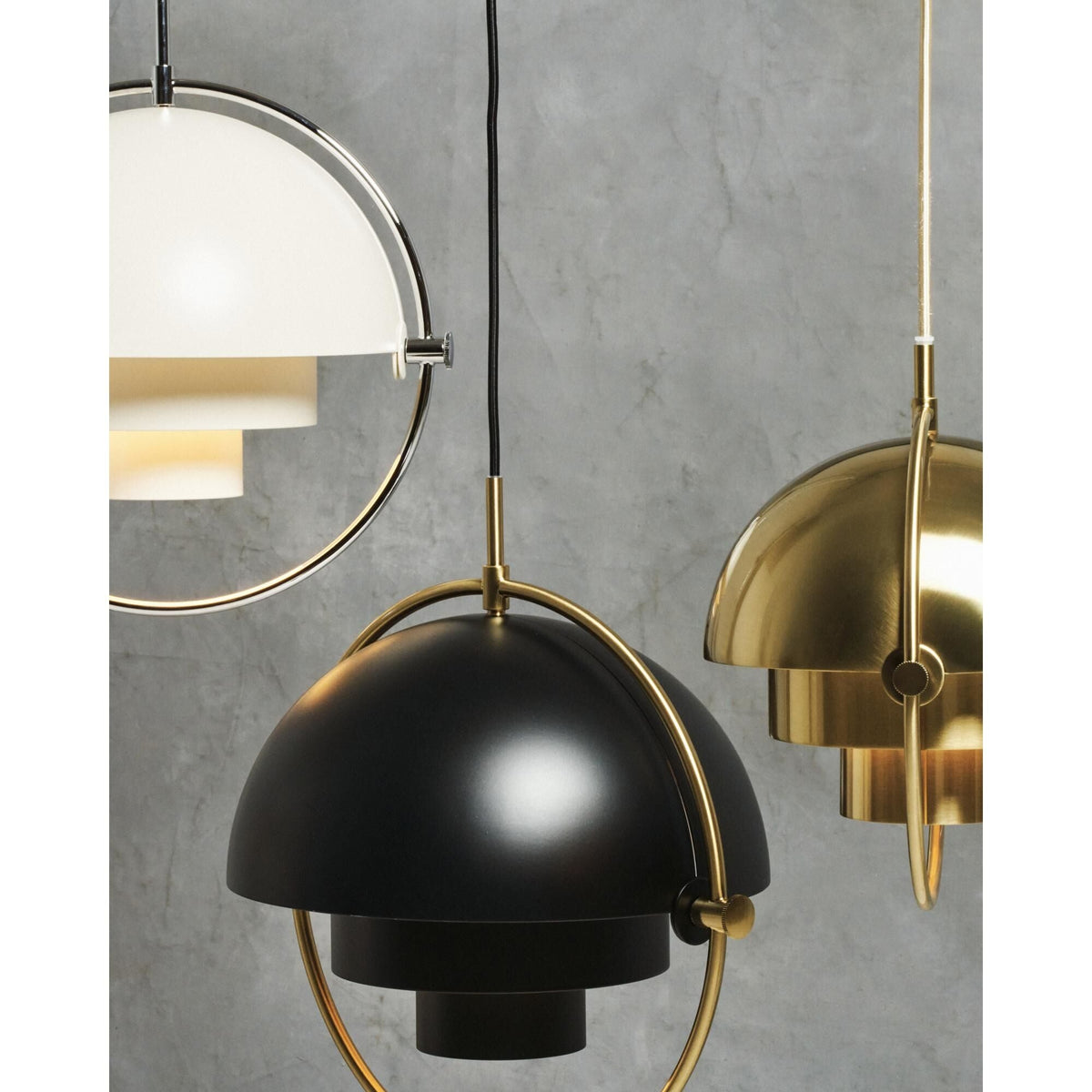 Multi-Lite Pendant White & Brass