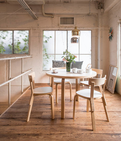 Aalto table 90A, birch - black linoleum