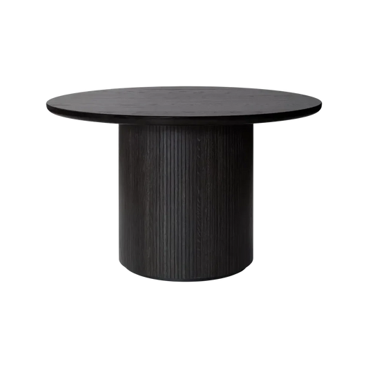 Moon Dining Table - Round by Gubi #Brown/Black Stained Veneer Oak Lacquered / Brown/Black Stained Veneer Oak Lacquered / Ø120 cm