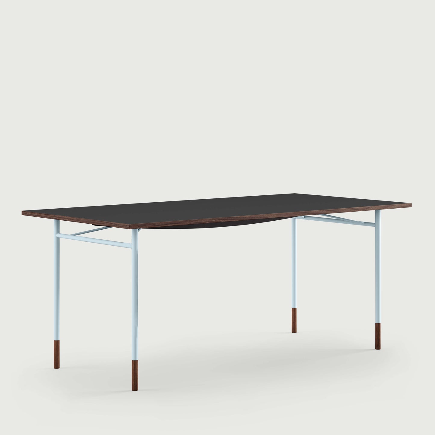 THE NYHAVN DESK by House of Finn Juhl #Walnut / Black Linoleum/Light Blue