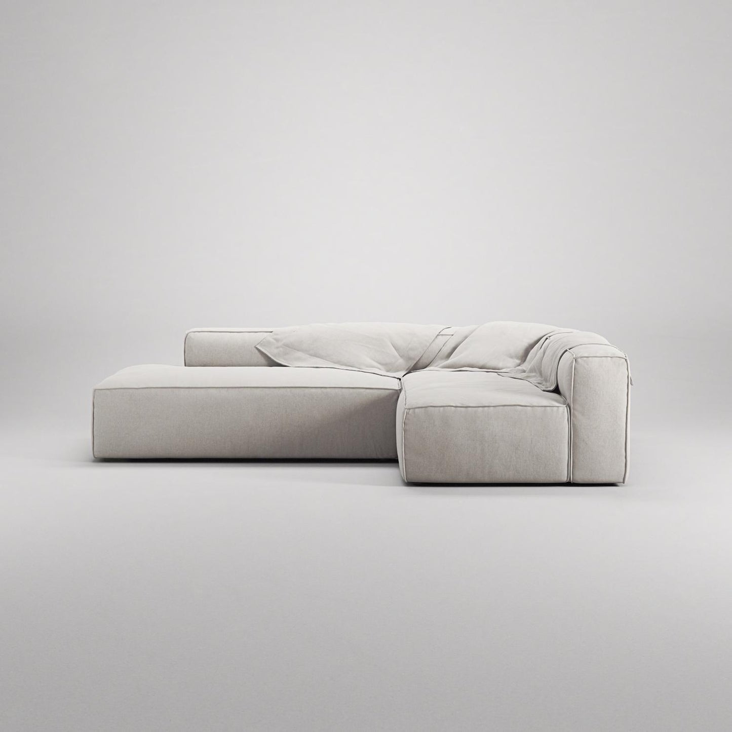 Decotique Grand 3-Seater Lounge Sofa Open End Left Moonwhite