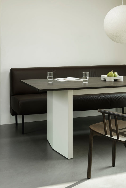 Panel table, 90 x 200 cm, cream - dark brown
