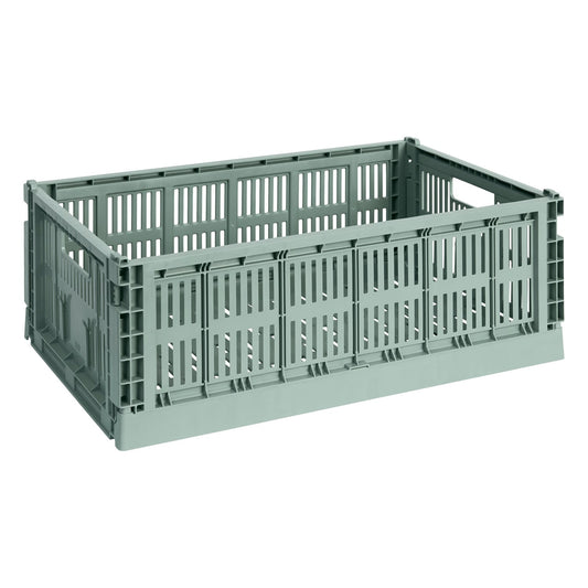 Colour Crate, L, recycled plastic, sage green