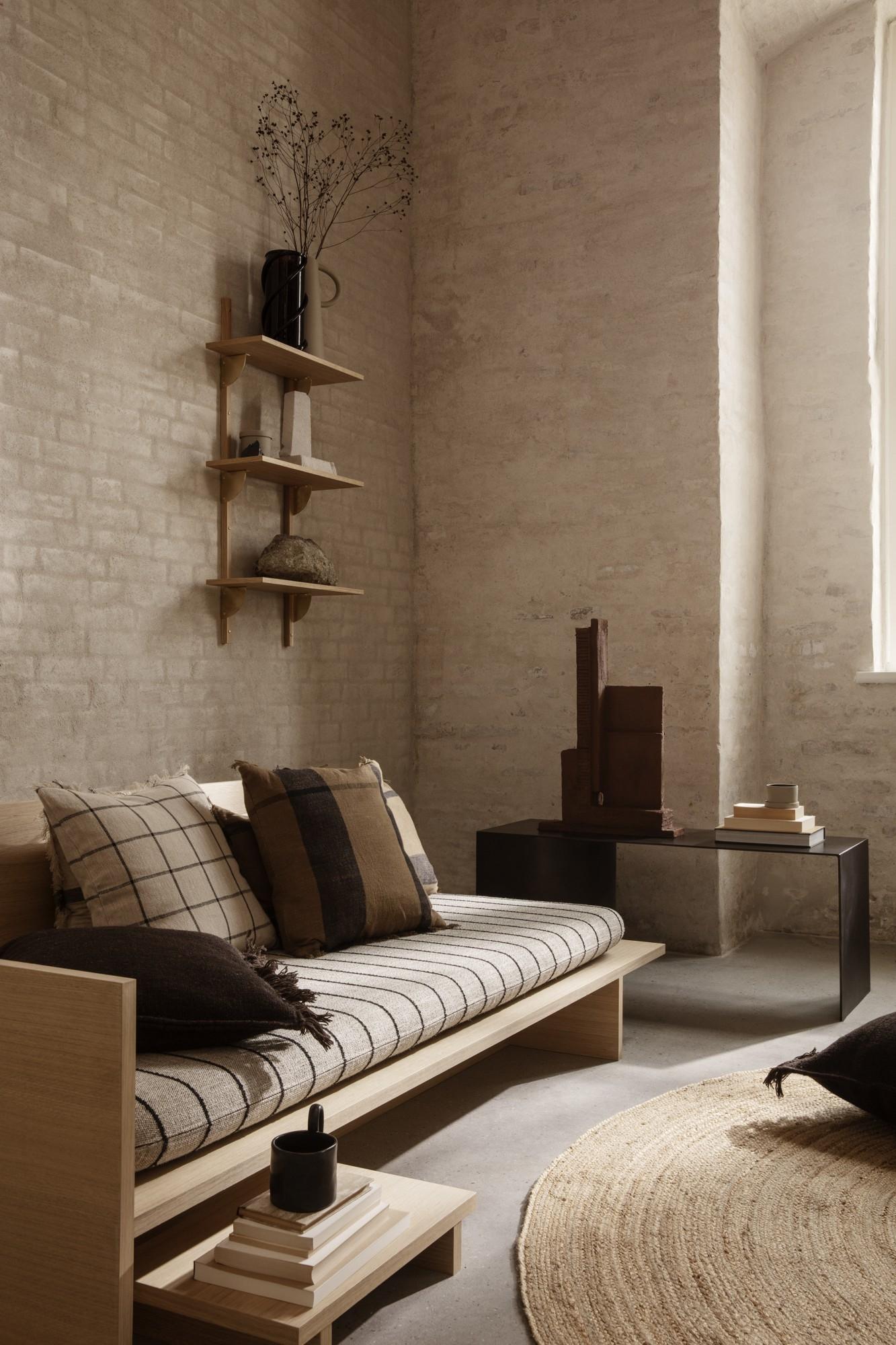 Ferm Living Sector Shelf Triple Wide Oak/ Brass