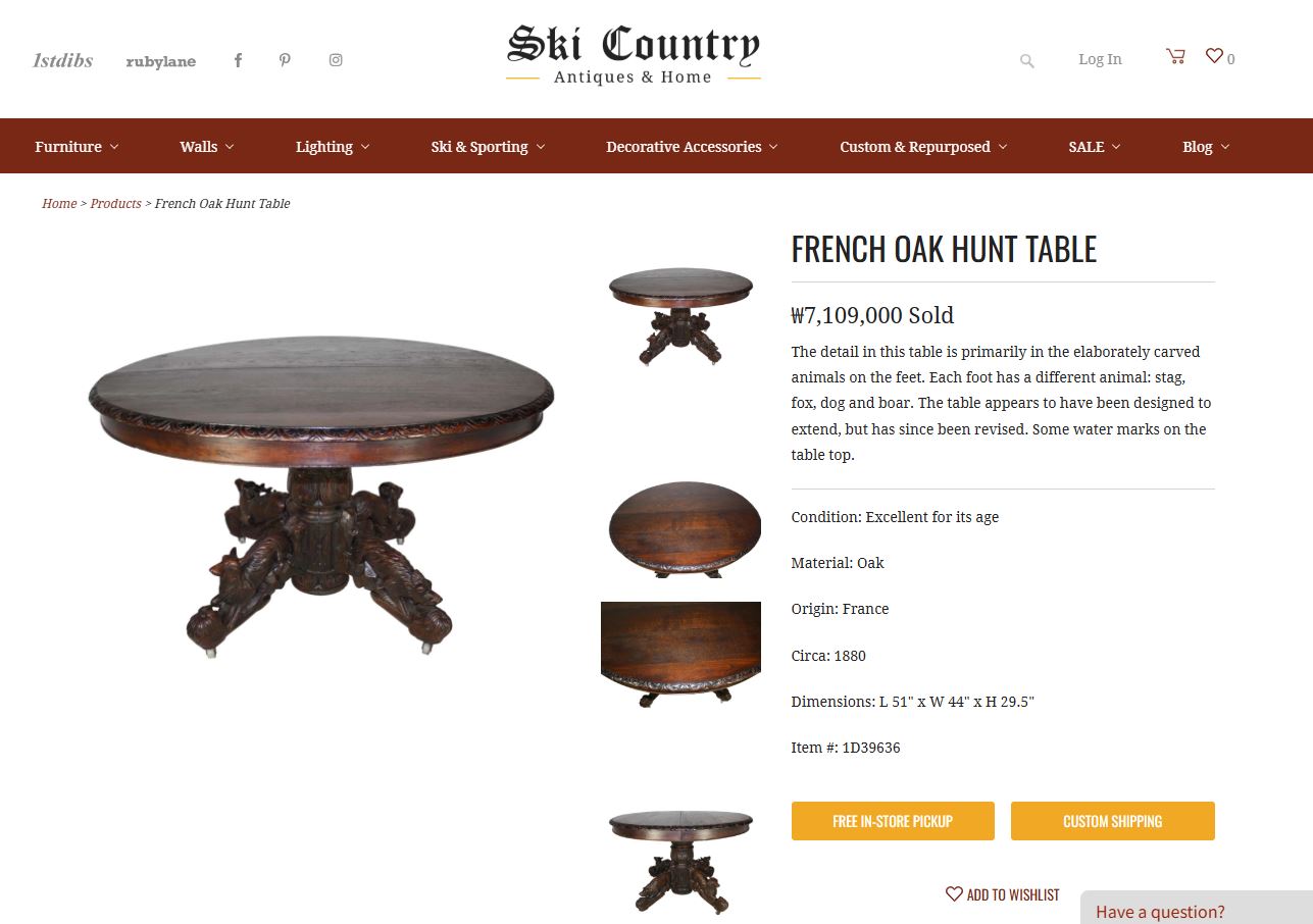 [Domestic Stock] (Vintage) French Oak Hunt Table