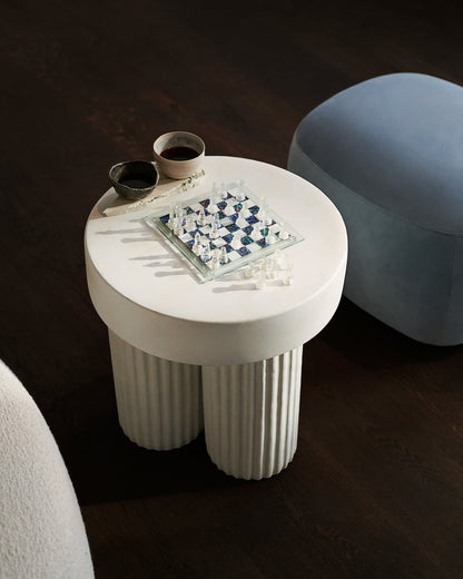 Gear side table, 48 x 45 cm, chalk