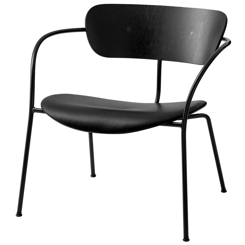 Pavilion AV6 lounge chair by &Tradition #black oak - Noble Black leather #