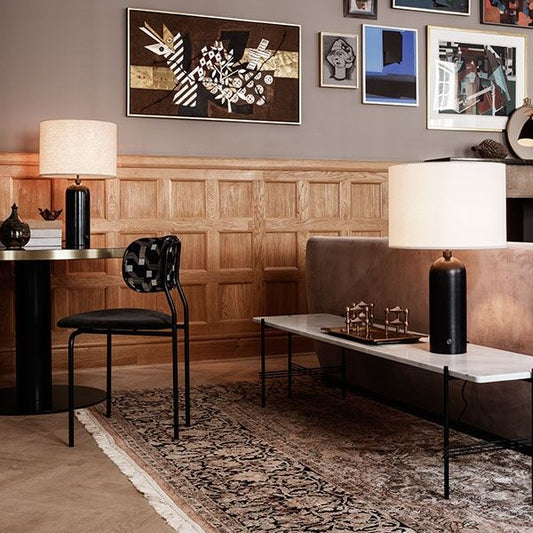Gravity Table Lamp Large Darkened Steel Black/ White