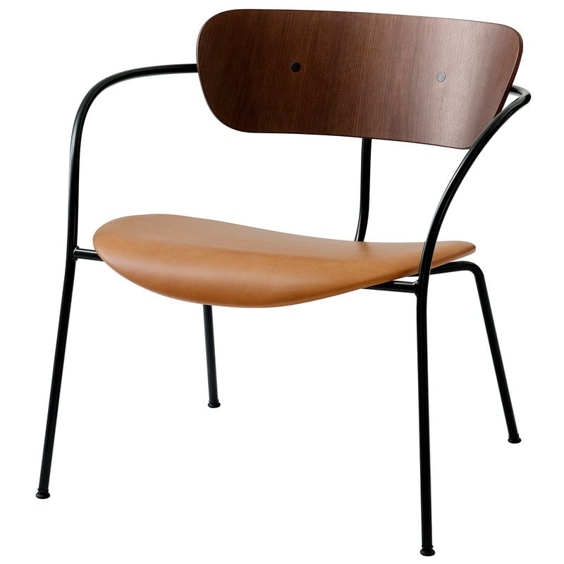 Pavilion AV6 lounge chair by &Tradition #lacq. walnut - Noble Cognac leather #