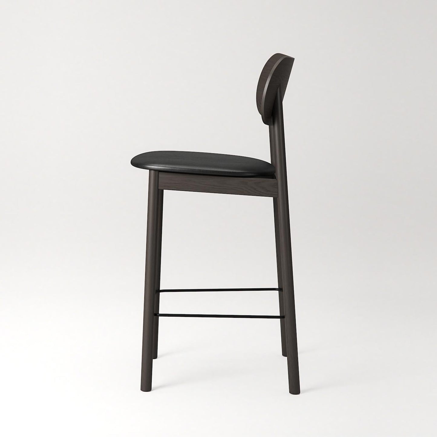 Decotique Elephant Bar Stool Dark Oak/Black Leather