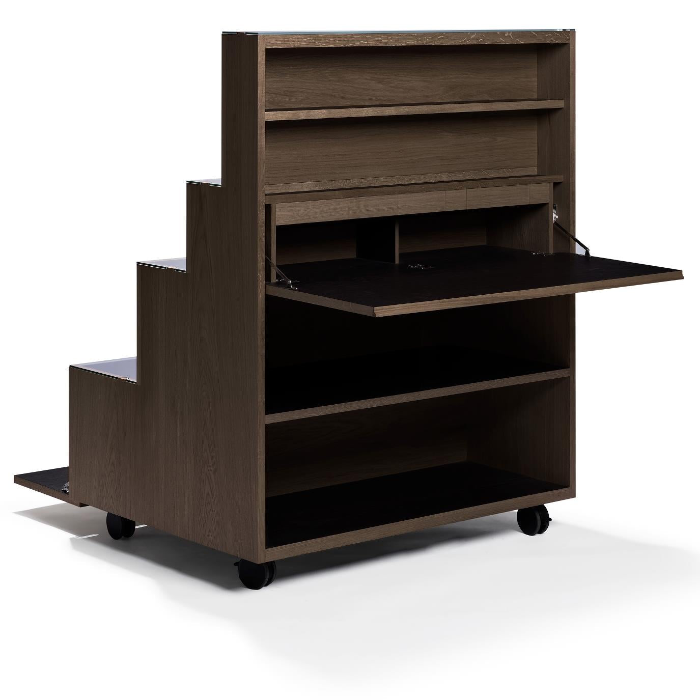 RAMPA - bookcase with casters with secretary desk