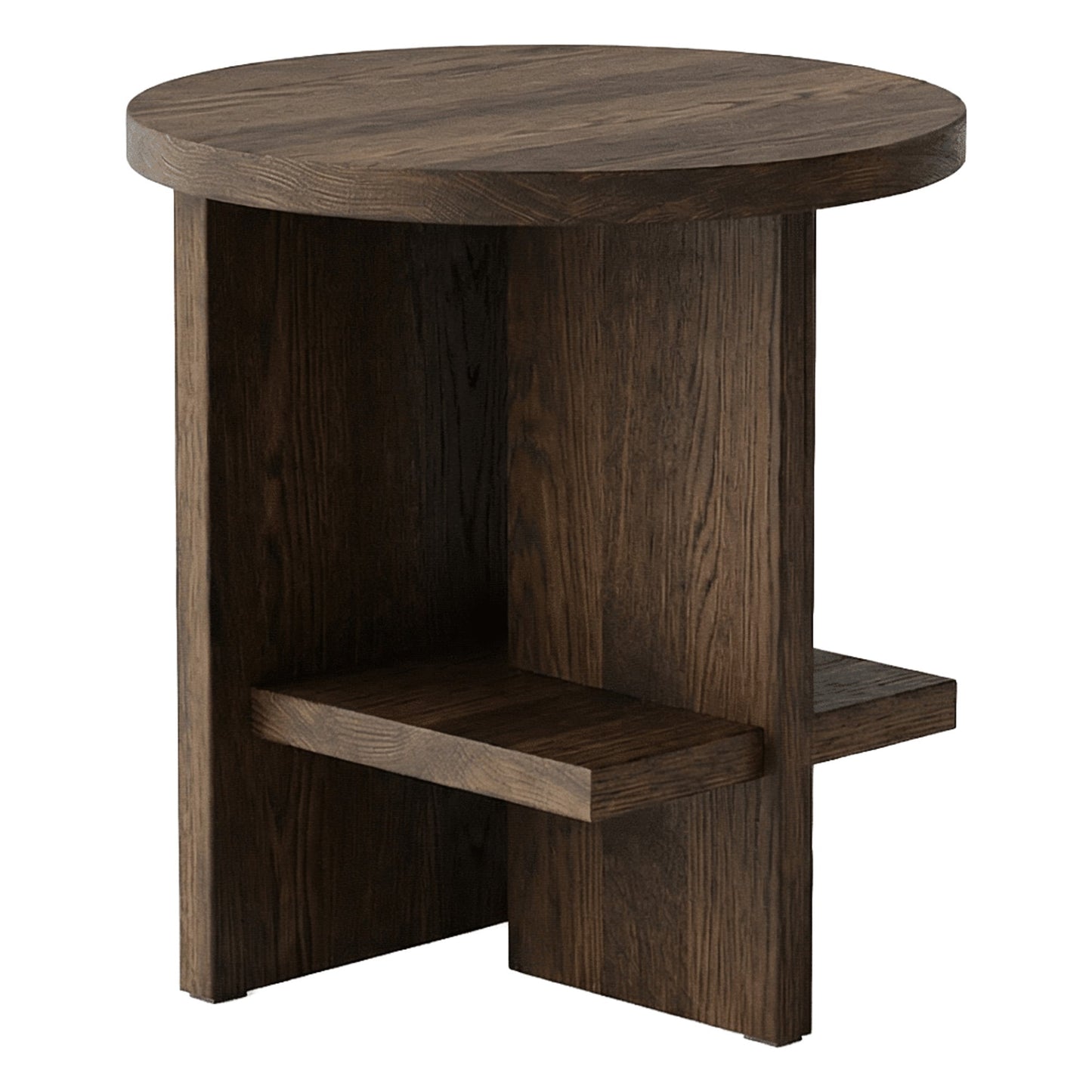 Tee side table, round, oiled smoked oak