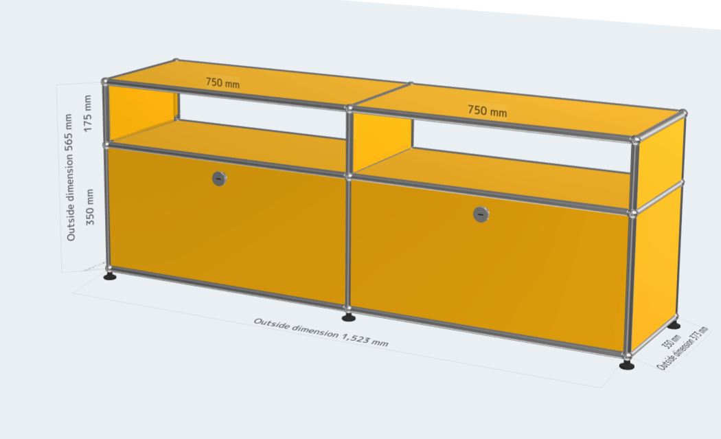 2x2 Module Sideboard (Lower 2 Doors & No Upper Back Panel) [W(750+750)XD350XH(350+175)]
