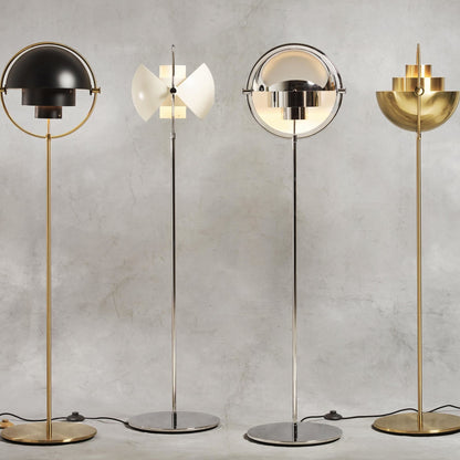 Multi-Lite Floor Lamp Brass & White