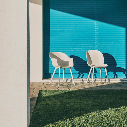 Bat Dining Chair - Un-Upholstered, Plastic Base, Outdoor (Alabaster White Base, Alabaster White)
