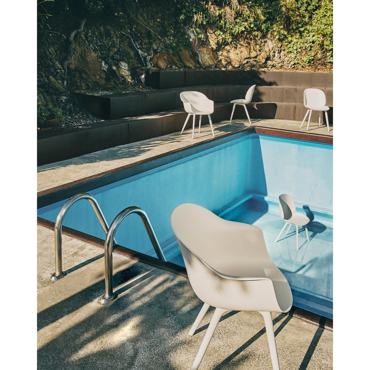 Bat Dining Chair - Un-Upholstered, Plastic Base, Outdoor (Alabaster White Base, Alabaster White)