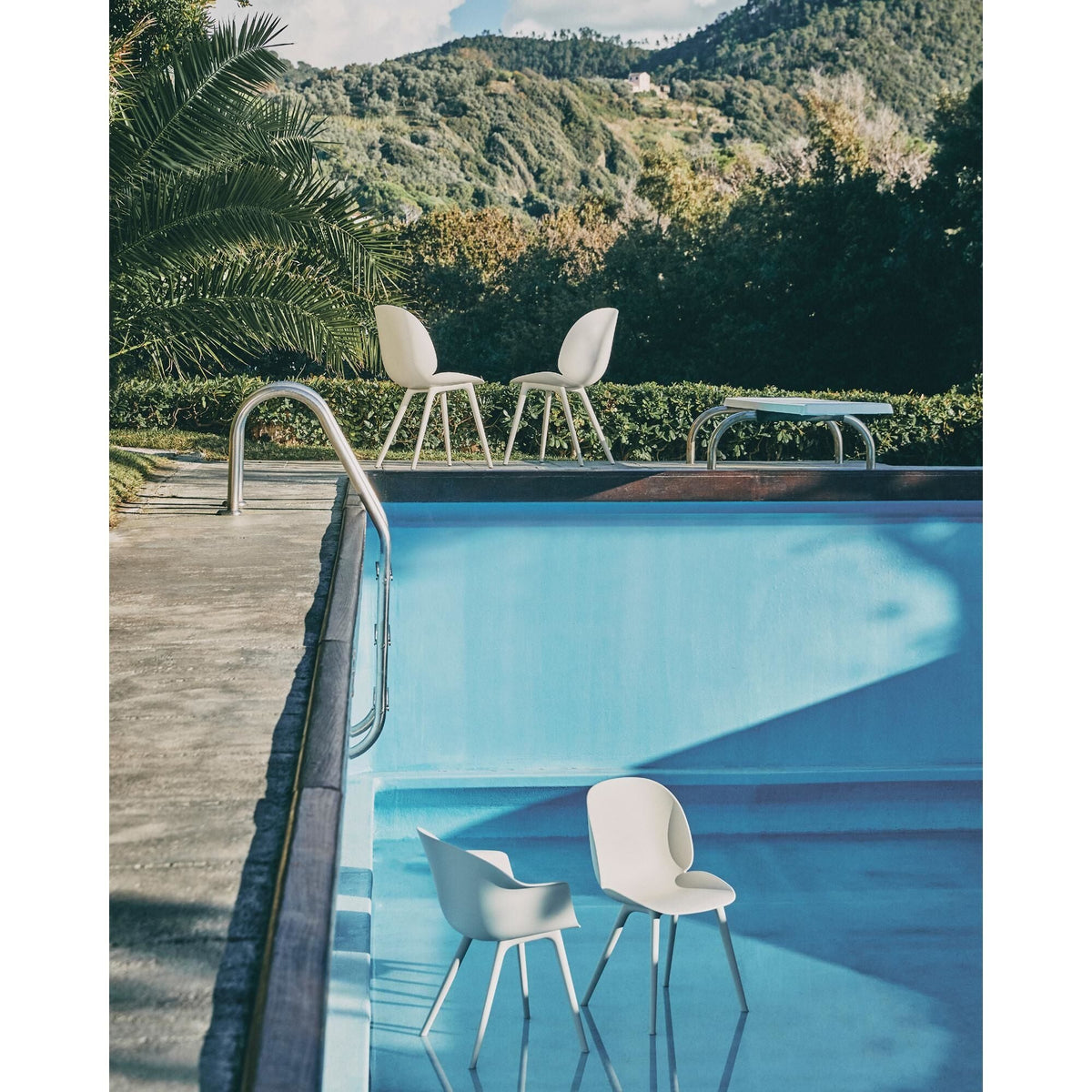 Bat Dining Chair - Un-Upholstered, Plastic Base, Outdoor (Alabaster White Base, Alabaster White)