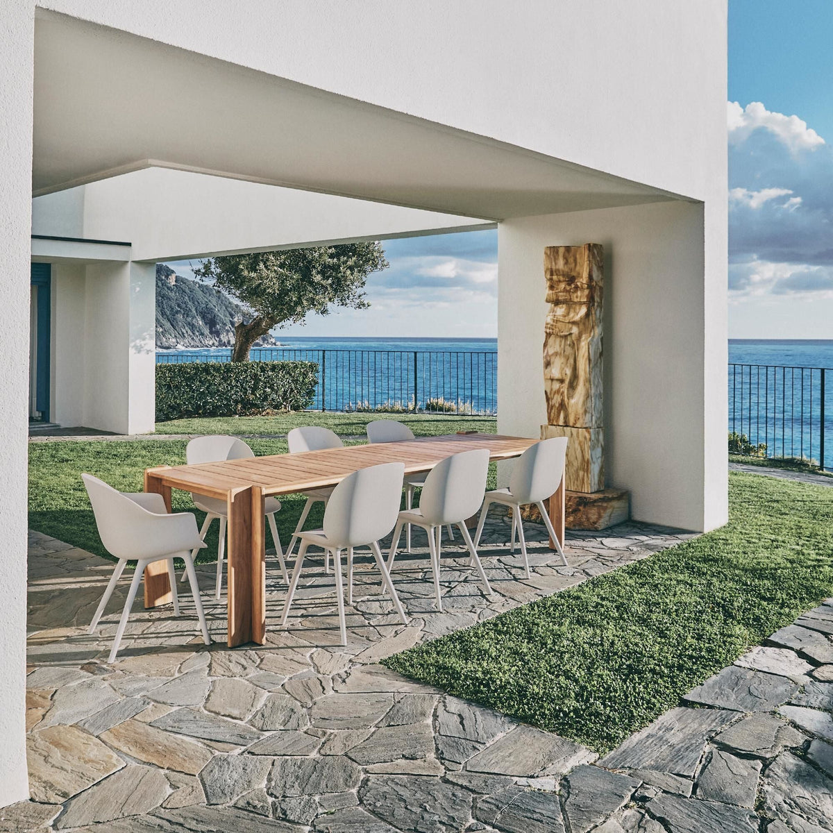 Bat Dining Chair - Un-Upholstered, Plastic Base, Outdoor (Alabaster White Base, Alabaster White)