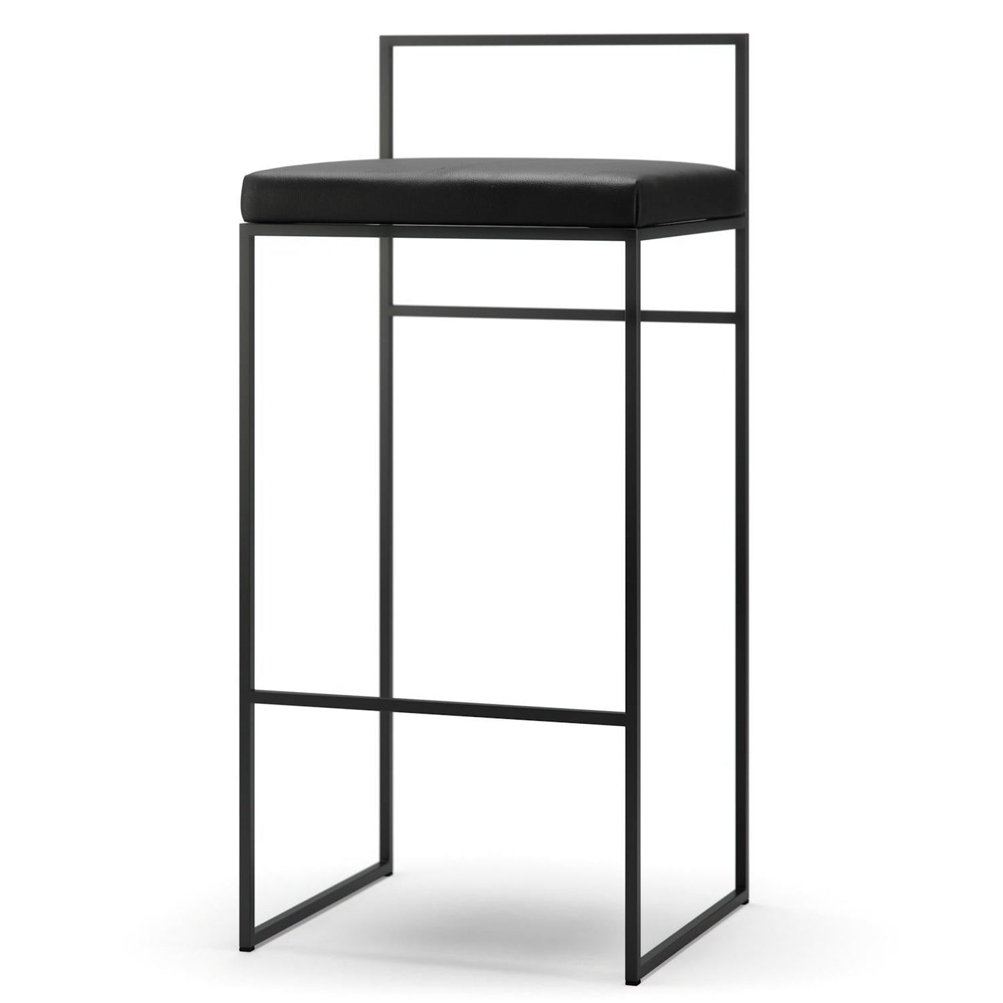 Department Bar Stool with Backrest 90 cm Black/Black Leather