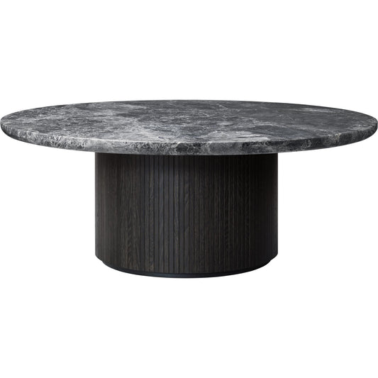 Moon Coffee Table Round Ø120 cm w. Wood Base and Gray Emperador Marble Top