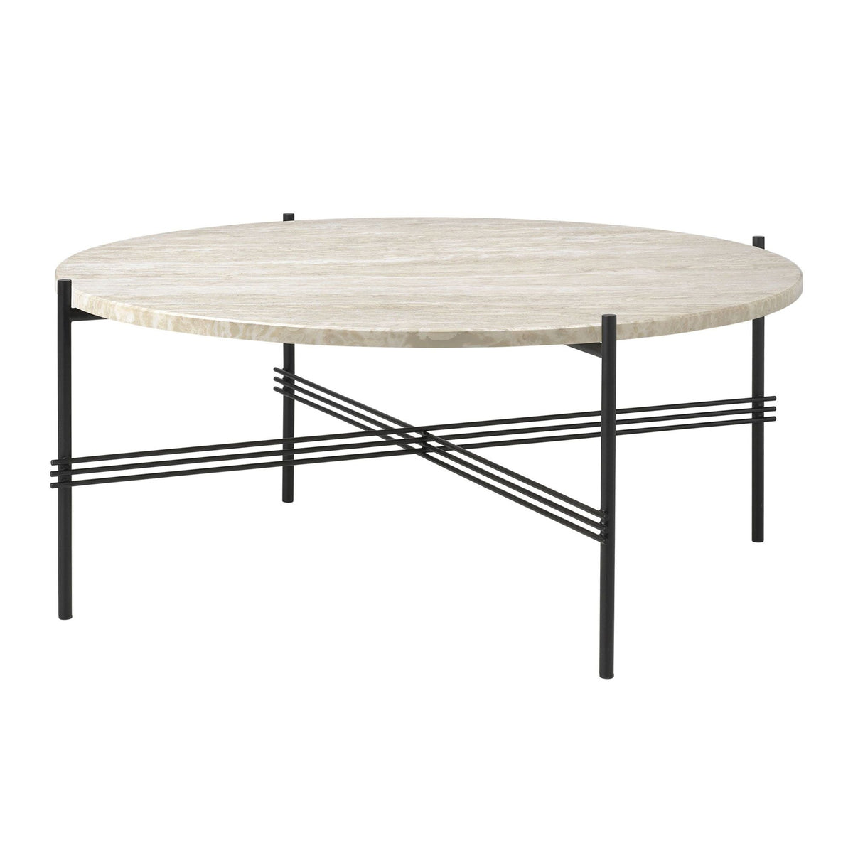 TS Outdoor Coffee Table Round Ø80 White Travertine/Black