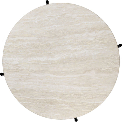 TS Outdoor Coffee Table Round Ø80 White Travertine/Black