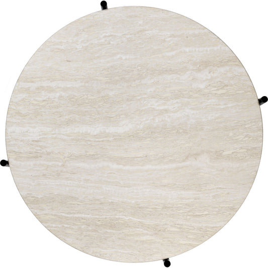 TS Outdoor Coffee Table Round Ø80 White Travertine/Black