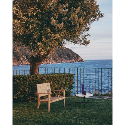 TS Outdoor Coffee Table Round Ø80 White Travertine/Black