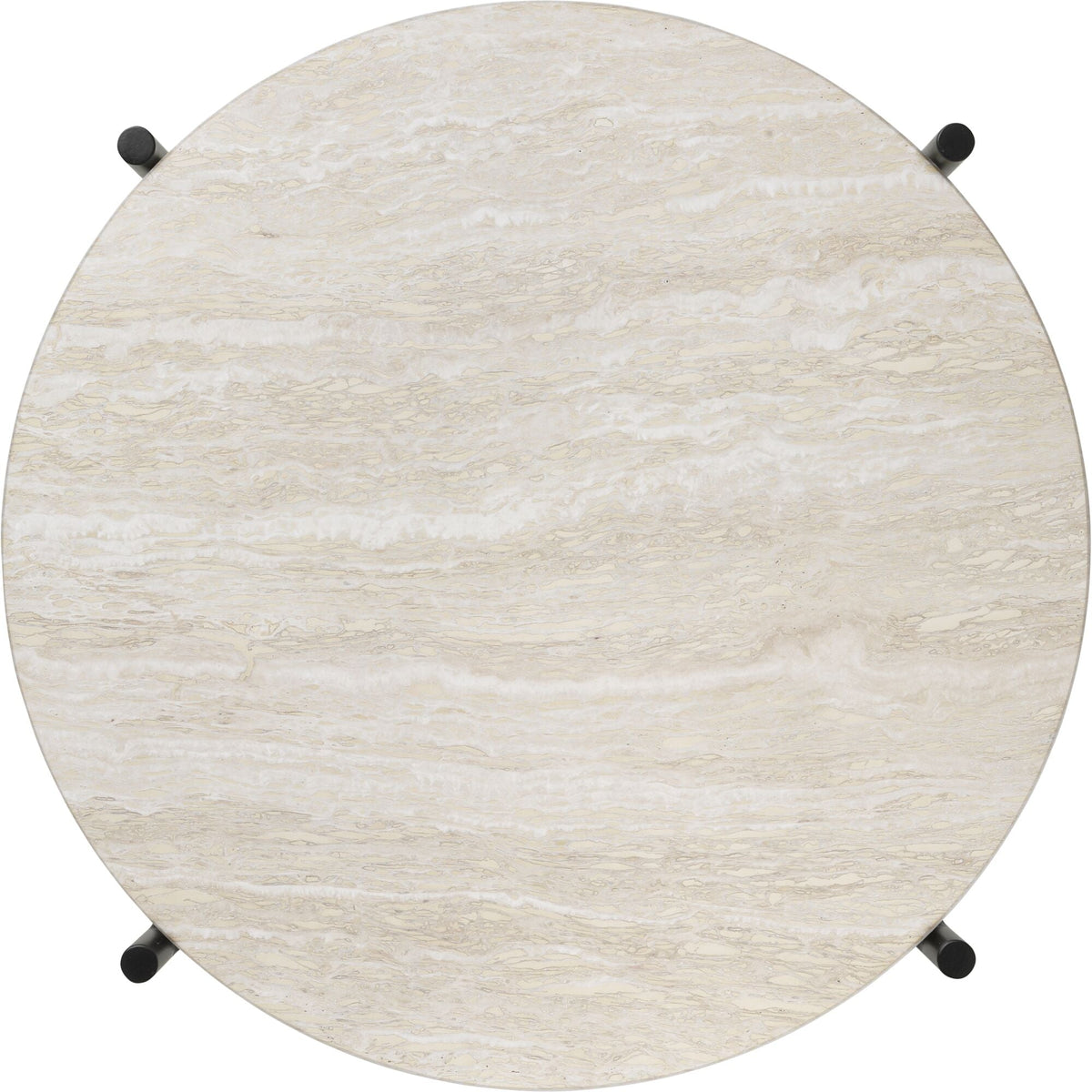 TS Outdoor Side Table Round Ø40 White Travertine/Black
