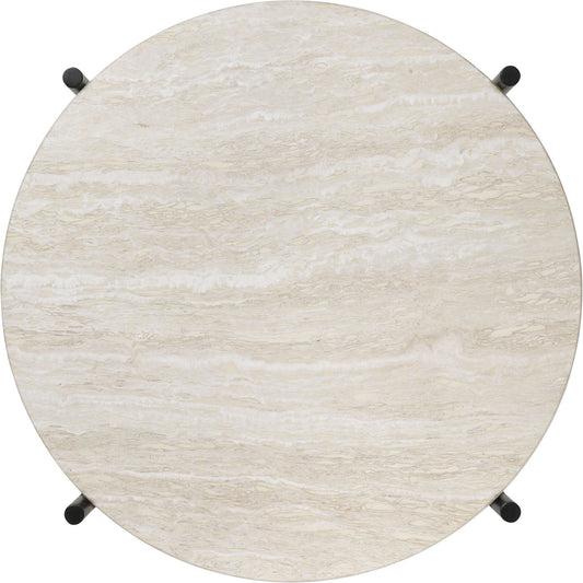 TS Outdoor Side Table Round Ø40 White Travertine/Black