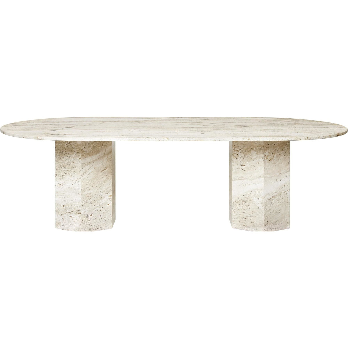 Epic Dining Table Elliptical White Travertine