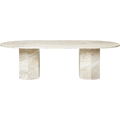 Epic Dining Table Elliptical White Travertine