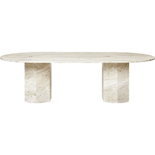 Epic Dining Table Elliptical White Travertine