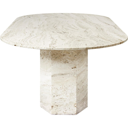 Epic Dining Table Elliptical White Travertine