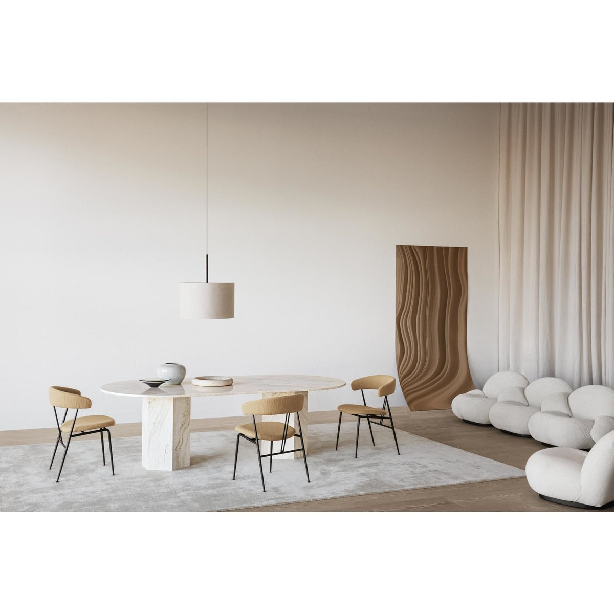 Epic Dining Table Elliptical White Travertine