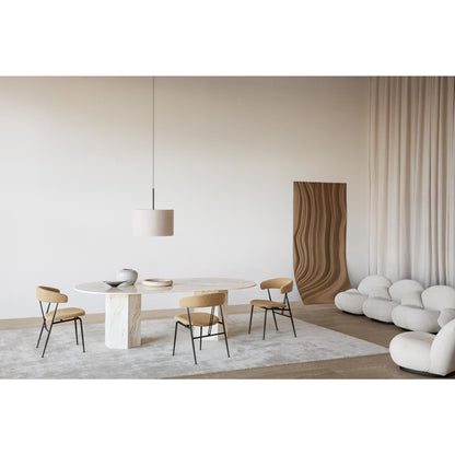 Epic Dining Table Elliptical White Travertine