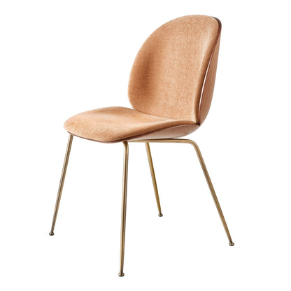 Beetle Dining Chair Veneer Shell Belsuede Special FR 132 With Legs In Antique Brass