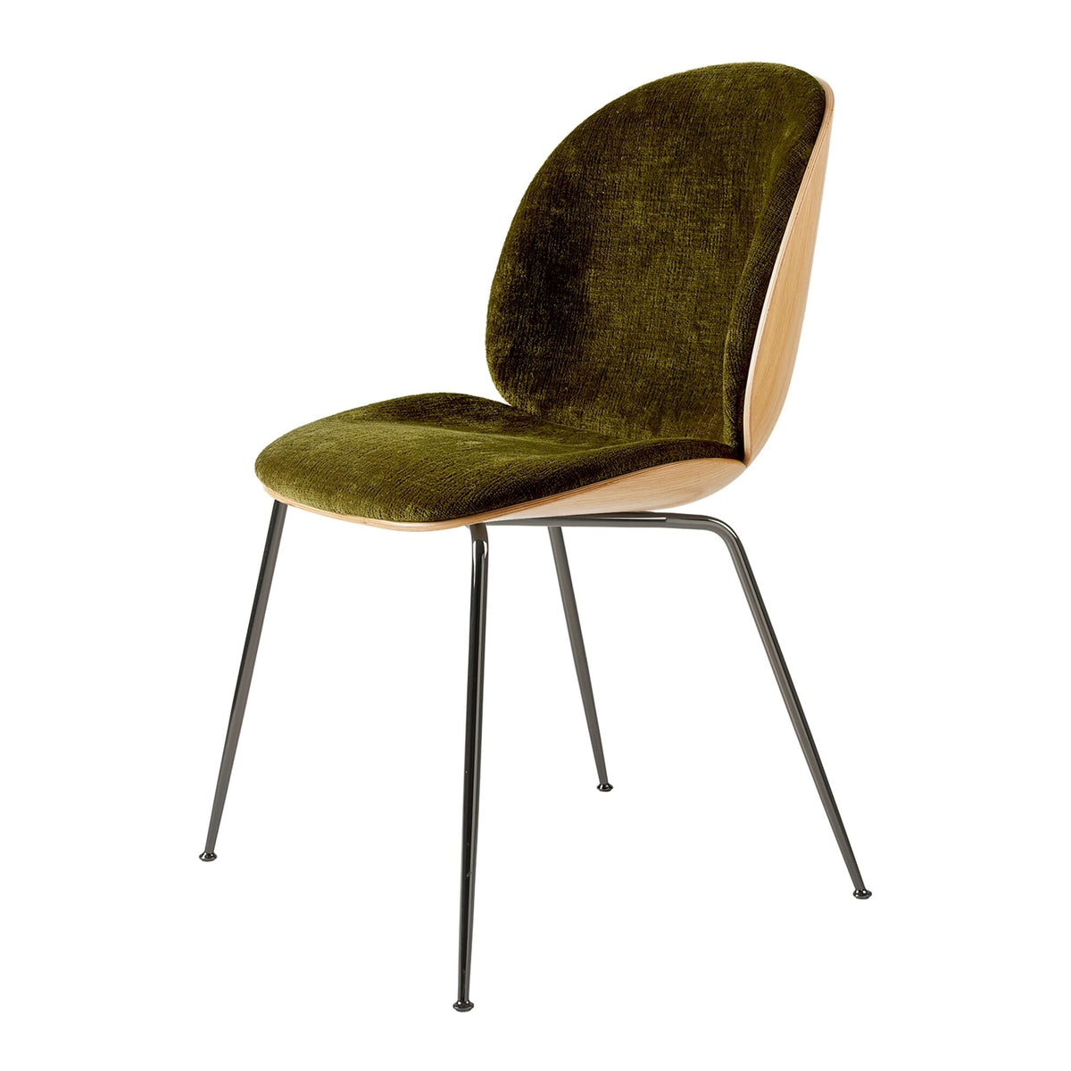 Beetle Dining Chair Veneer Shell Flair Special FR 134 With Legs In Black Chrome