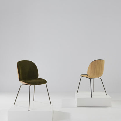 Beetle Dining Chair Veneer Shell Mumble 40 With Legs In Black Chrome