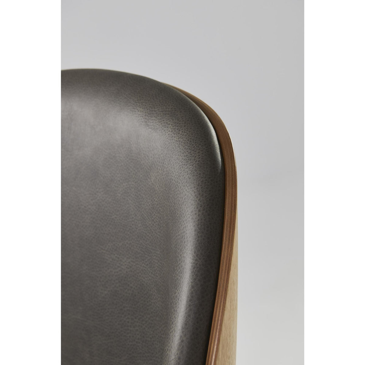 Beetle Dining Chair Veneer Shell Leather Gray With Legs In Black Chrome