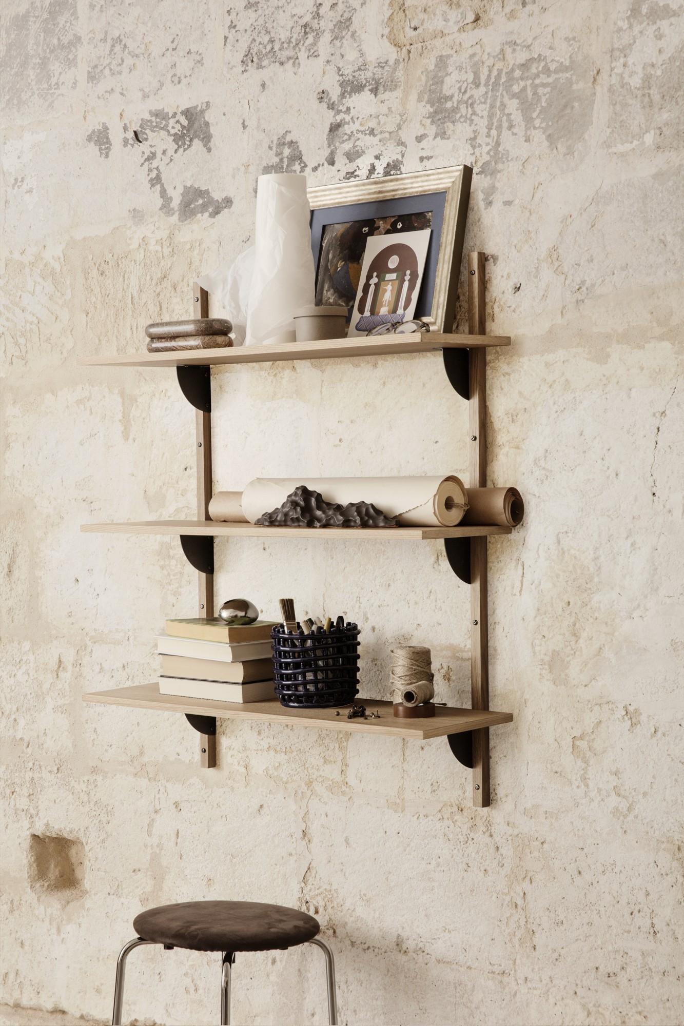 Ferm Living Sector Shelf Triple Wide Oak/ Brass