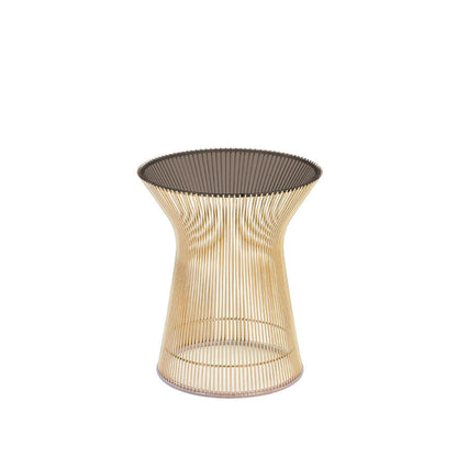 Platner Round Side Table Ø40xH46 by Knoll #Gold/Bronze Glass