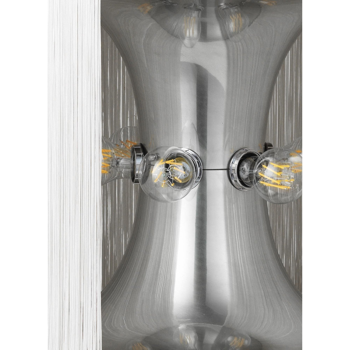 Model 597 Floor Lamp Polished Aluminum/Cream Fringe