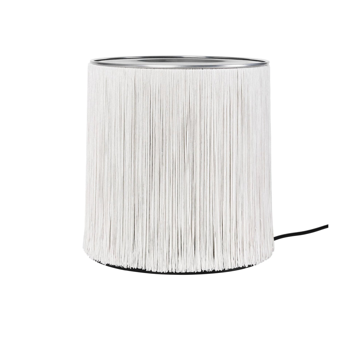 Model 597 Table Lamp Polished Aluminum/Cream Fringe
