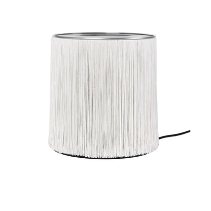 Model 597 Table Lamp Polished Aluminum/Cream Fringe