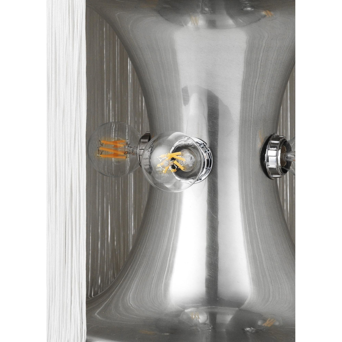 Model 597 Table Lamp Polished Aluminum/Cream Fringe