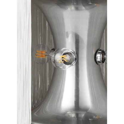 Model 597 Table Lamp Polished Aluminum/Cream Fringe