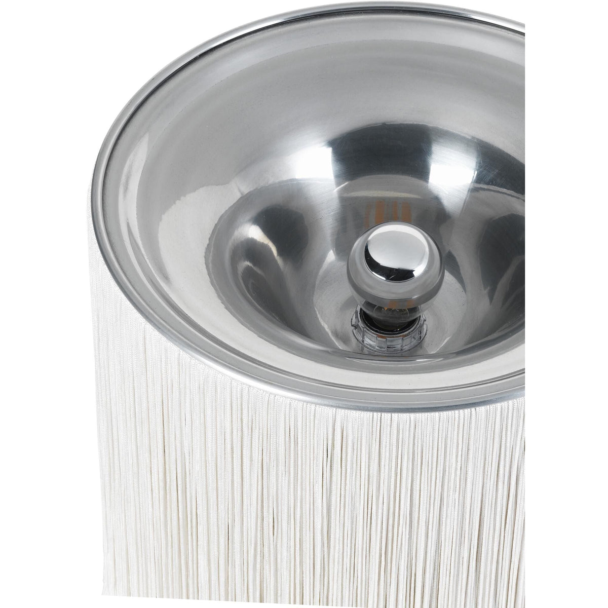 Model 597 Table Lamp Polished Aluminum/Cream Fringe