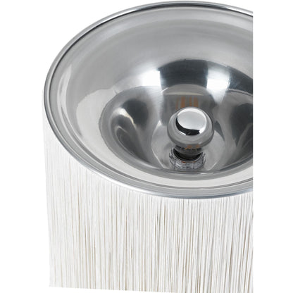 Model 597 Table Lamp Polished Aluminum/Cream Fringe